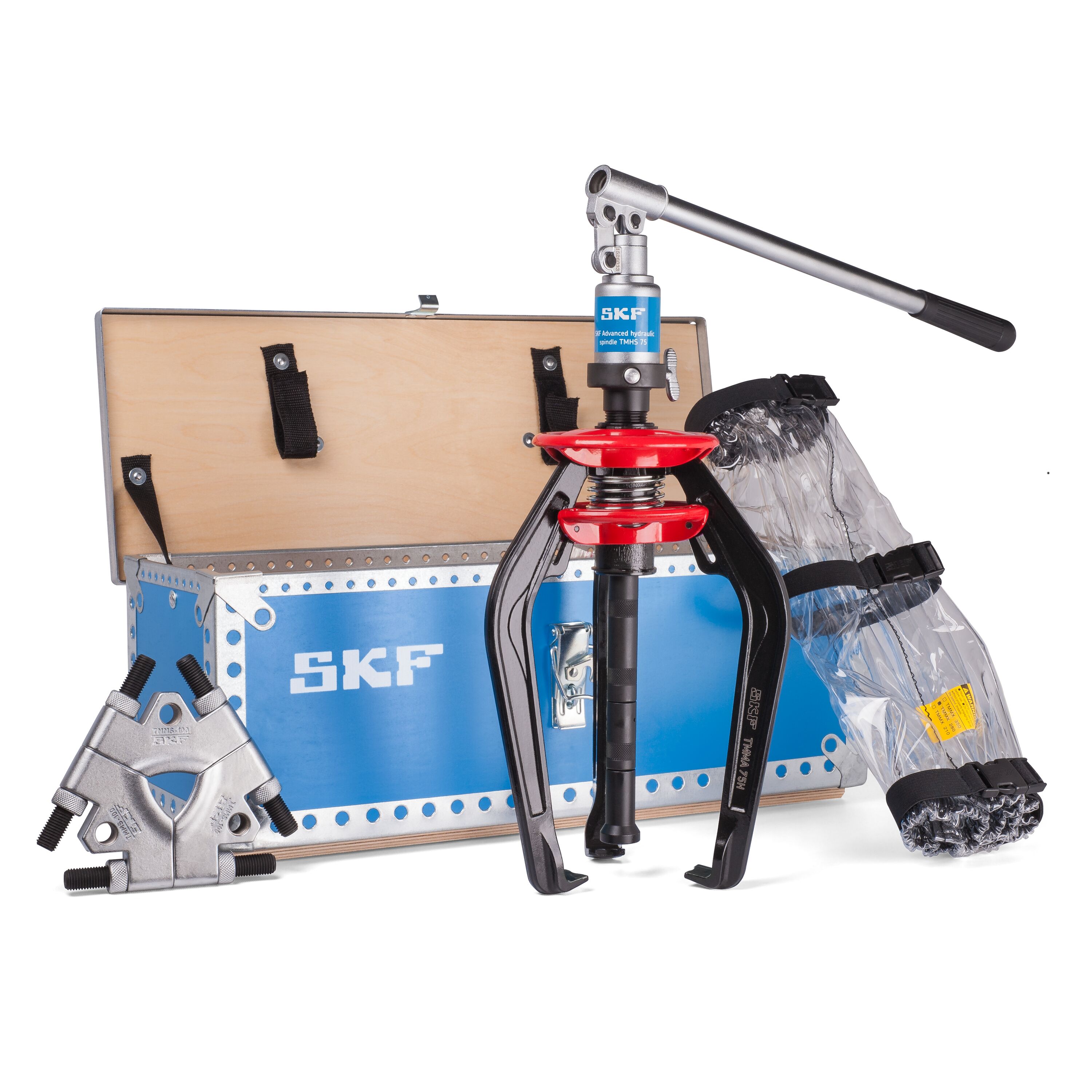 TMMA 75H/SET Гидравлические съемники SKF от компании «BC Industry» Картинка TMMA 75H/SET Гидравлические съемники SKF от компании «BC Industry» - Профессиональное оборудование для обслуживания промышленных трансмиссий, подшипниковых узлов, валов, ременного привода, шкивов, валов. Инструменты монтажа и демонтажа подшипников, выверка шкивов, соосности, лазерная центровка валов - Алматы, Шымкент, Казахстан..
